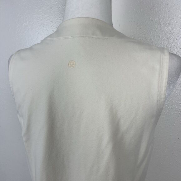 Lululemon Tank Top Women Large Cream V-Neck Wide Strap Activewear Athletic - Picture 9 of 11